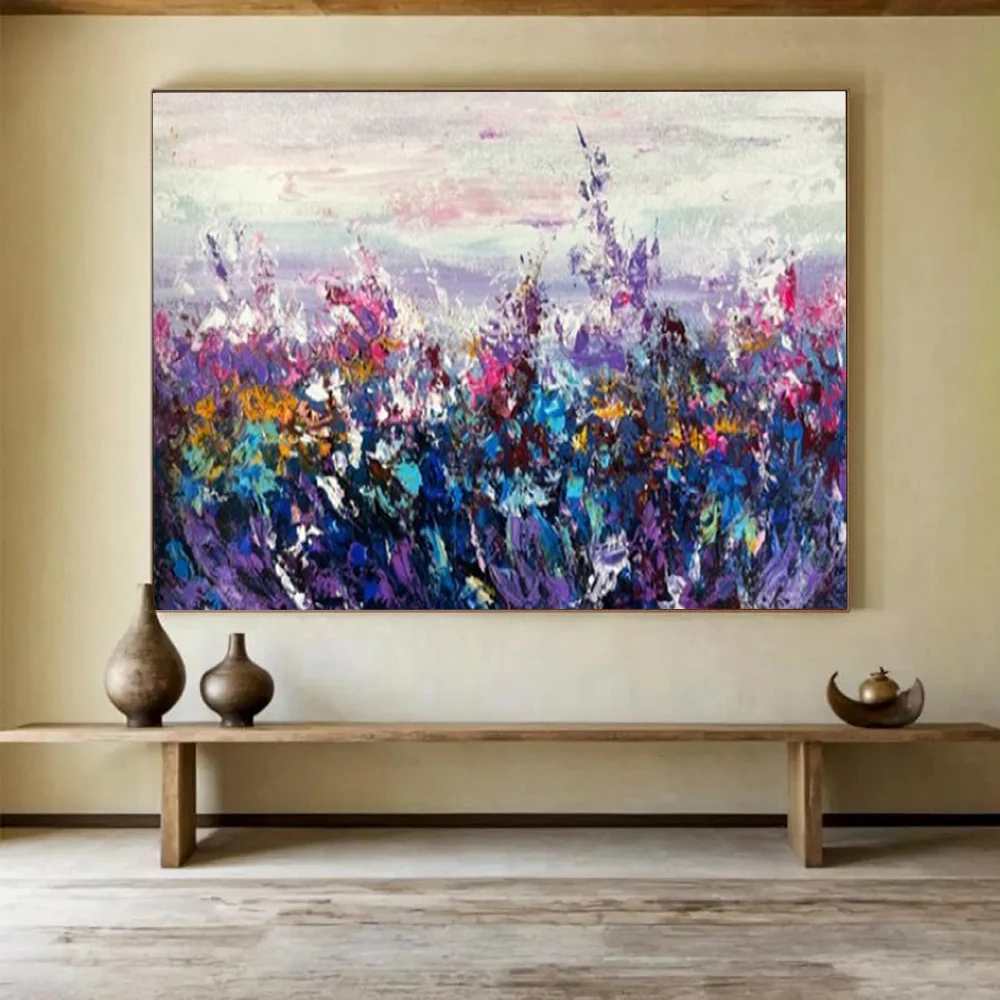 White Original Handmade Meadow Abstract Wall Art 794HM